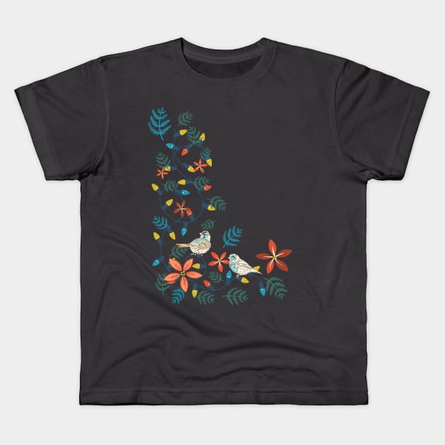 Tangled Lights with Birds Kids T-Shirt by SWON Design